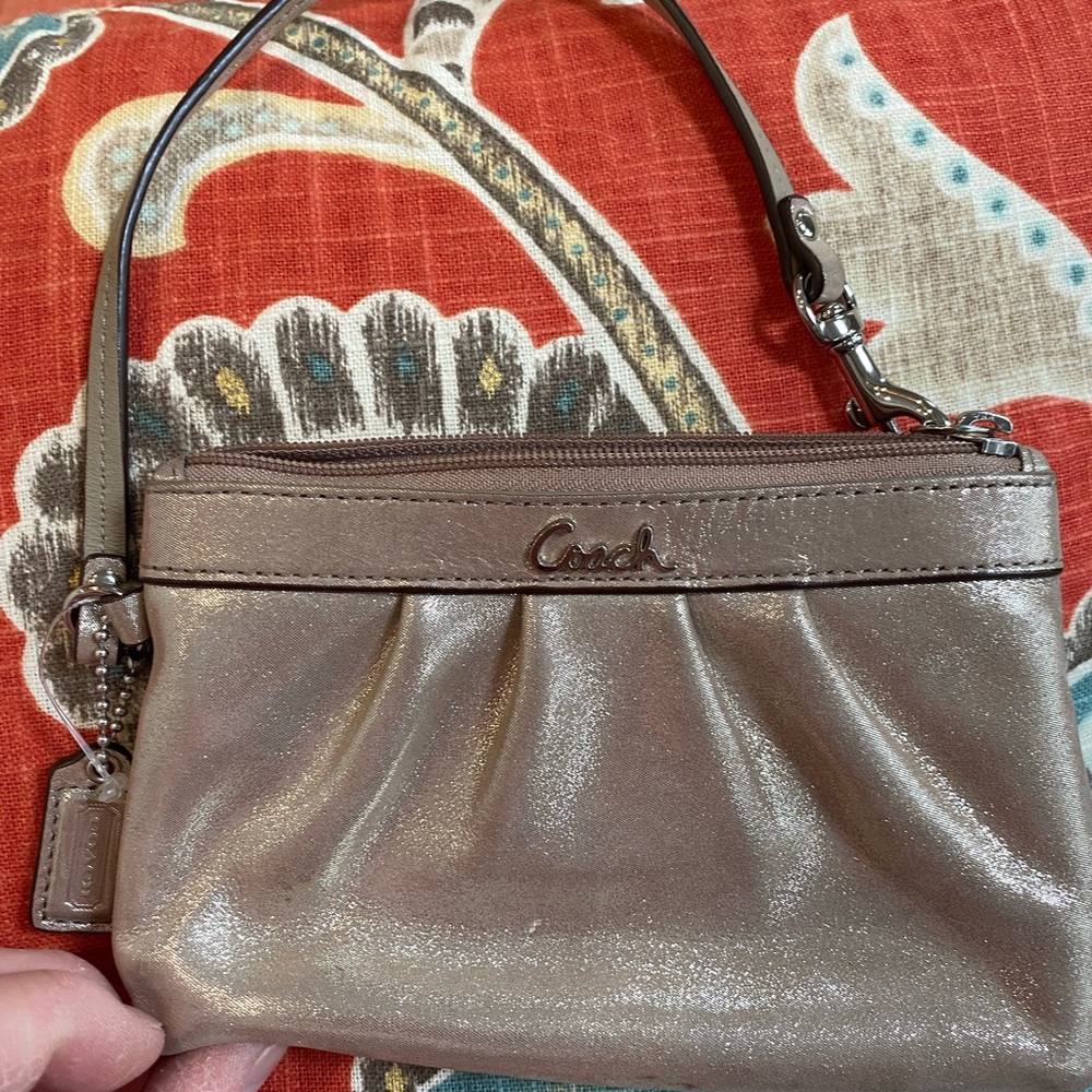 COACH Soft Gold Metallic Wristlet